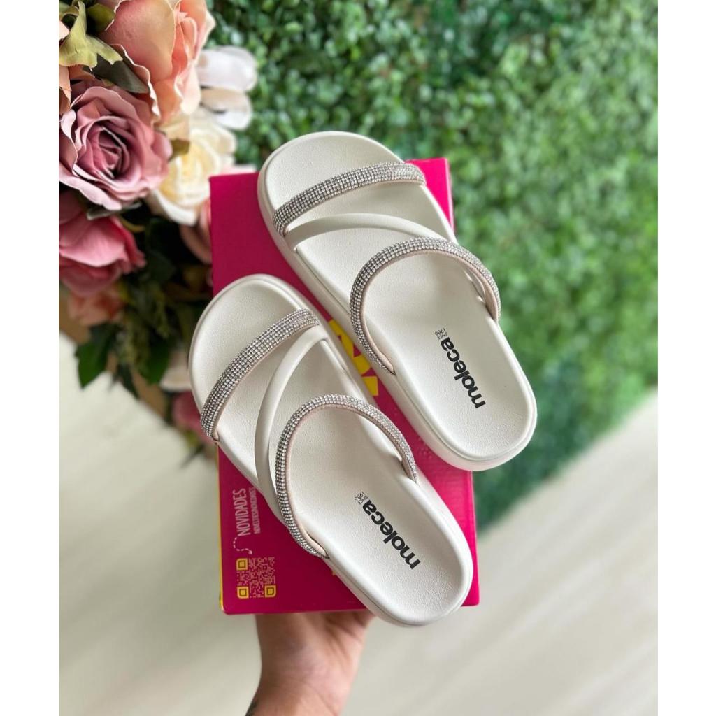 Sandalia Papete Moleca Feminina Tiras Strass Flatform Macia: Encontre a Sua Perfeita e Use Muito!